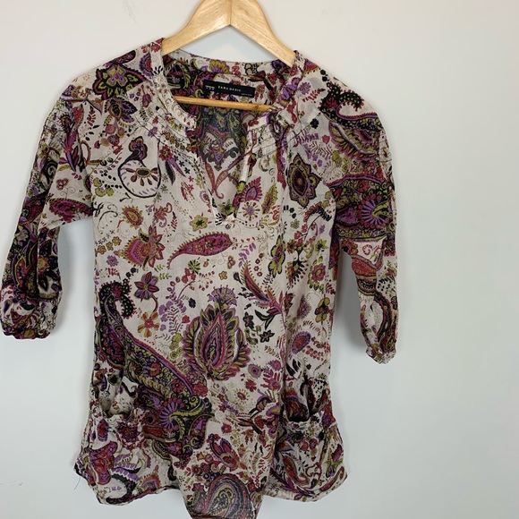 Zara Tops - Zara Boho Floral Print Blouse Medium